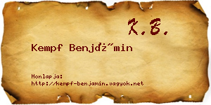 Kempf Benjámin névjegykártya